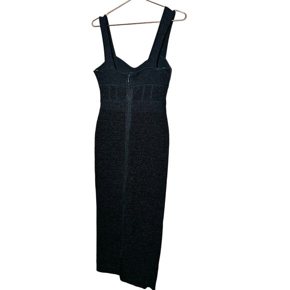 HERVÉ LÉGER Black Bandage Sweetheart Neckline Lurex Gown Dress Size Medium - Picture 8 of 16